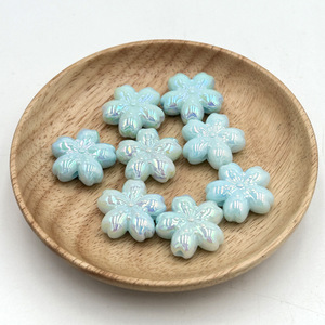 Color 22mm Milkshake Two-color Luminous Cherry Blossom Beaded <b>Acrylic</b> Flower Beads DIY Mobile Phone Chain Necklace Accessories - Product Image 4