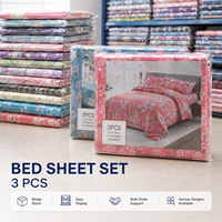 Ensemble de draps imprimés sans plis 3 pièces, taille King, en polyester (1 drap 230x250cm, 2 taies d'oreiller 50x70cm) – Vente en gros