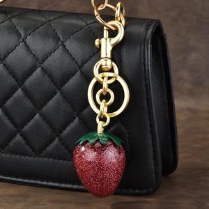 2025 New Design 3D Strawberry Metal Keychain <b>Bag</b> Decoration Pendant High Quality Luxury 3D Crystal Strawberry Keychain Wholesale - Product Image 6