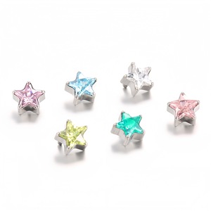 Star Zircon Lip <b>Stud</b> Earring <b>Titanium</b> Alloy Five Pointed Shape Prong Setting For Ear Bone Piercing Jewelry Gift - Product Image 1
