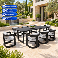Ensemble de salle à manger moderne en aluminium pour l'extérieur, mobilier de jardin avec table et chaises en métal pour patio, cour, hôtel, complexe hôtelier