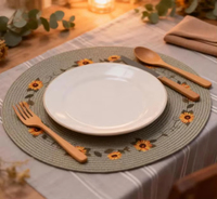Set de table zen asiatique de haute qualité en PP, 38 cm, 3 mm d'épaisseur, fait main, lavable, résistant à la chaleur, écologique, non toxique, réutilisable pour la maison