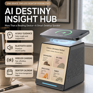 Fortunatore AI con Tarocchi e I Ching 64 Esagrammi, <span class=keywords><strong>Bastoncini</strong></span> di <span class=keywords><strong>Bambù</strong></span> Liu Yao, Altoparlante Interattivo da Tavolo, Caricatore Wireless e Calendario - Product Image 1
