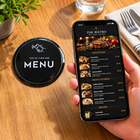 Placa de Menú NFC de 10 cm (3.93 Pulgadas) con Adhesivo 3M, Resistente al Agua, con Resina Epoxi, para Menú Digital en Restaurantes, Cafés, Bares y Tiendas