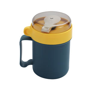 Vaso de plástico reutilizable para alimentos B164 con tapa transparente y cuchara, perfecto para estudiantes, oficina o almacenamiento de comida de viaje - Product Image 1