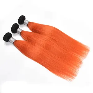 Hot Sale Ombre Hair Extension Straight #1B/Orange Long 350 Human Hair Flat Weft Body Wave Curly Color Hair Bundles for Women