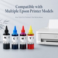 Encre de recharge pour imprimantes Epson Stylus T20 T21 TX100 TX200 TX210 T40W CX7300 CX8300 C79 C90 CX5900F CX5500 - Encre de teinture T0731 - T0734