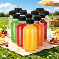 Bouteille en verre Boston 60 ml transparente ronde pour jus, lait, boissons, café infusé à froid, avec bouchon à vis en plastique – Vente en gros