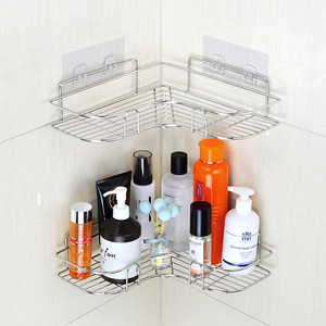 Stainless Steel Triangular <b>Shelf</b> Double Layer Corner Rack For Bathroom Storage Personal Care Products - Product Image 1