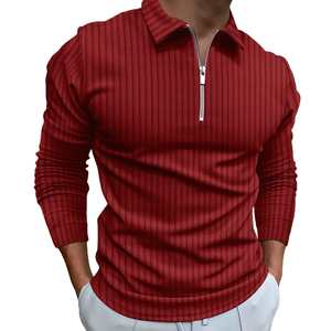 Polo de Manga Larga con Cuello Medio Cierre para Hombre, Estilo Vintage, Casual de Negocios, de Alta Calidad - Product Image 6