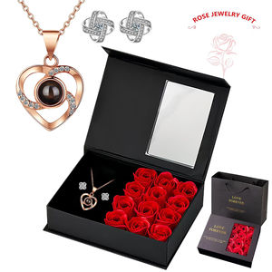 वैलेंटाइन प्रकार की भाषा प्रख्यान 100 प्रकार भाषा प्रक्षेपण नेकलेस गुलाब साबुन फूलों के उपहार - Product Image 2