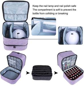 Étui de rangement portable pour vernis à ongles en polyester à double couche avec fermeture éclair et organisateur de cosmétiques pour ongles avec sèche-ongles pour femmes - Product Image 3