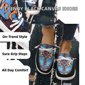 Zapatos de Lona Geométricos Lisos para Mujer, Negros, Ligeros, Antideslizantes, de Caña Baja, Casuales, Cómodos para Caminar, Otoño Verano - Product Image 2