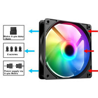 Ventilateur de refroidissement 120 mm à 4 broches avec lumières LED colorées et dissipateur thermique en plastique pour boîtier d'ordinateur