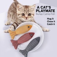 Mainan Ikan Catnip dari Kain Linen, Mainan Kunyah dan Tendang untuk Kucing, Mainan Interaktif untuk Menggigit dan Menendang dengan Isian Kapas PP