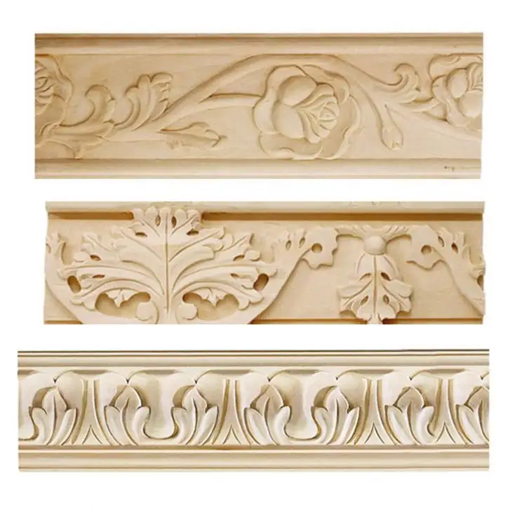 Appliques OAK Decorative Carved Wooden Picture Recon Embossed Trim Moulding Wooden Appliques And Onlays Wood Frame Moulding
