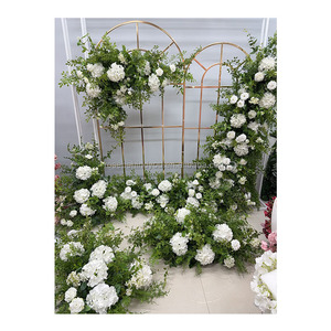 Arco Nuziale All'Ingrosso Bianco <span class=keywords><strong>Rosa</strong></span> con <span class=keywords><strong>Fiori</strong></span> Artificiali, Sfondo Floreale Artificiale, Runner Floreale per Matrimoni - Product Image 5