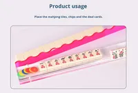 Règle de Mahjong style juif américain 2-en-1 (règle et support de tuiles) avec tige de poussée, support de Mahjong 17,5 pouces en ABS, pour 4 joueurs