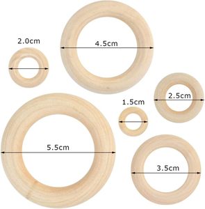 Anneaux en bois naturel non finis pour la fabrication de bijoux artisanaux, le macramé et la décoration intérieure - Product Image 4