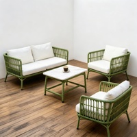 Ensembles de table et chaises d'extérieur en alliage d'aluminium imitation rotin pour cafés, salons de thé, terrasses et espaces de restauration commerciale en plein air