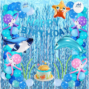 Accessoires de photomaton pour fête d'<span class=keywords><strong>anniversaire</strong></span> sur le thème des sirènes, décorations sous-marines, rideau en guirlandes ondulées, rideaux à franges en feuille d'aluminium ondulée - Product Image 2