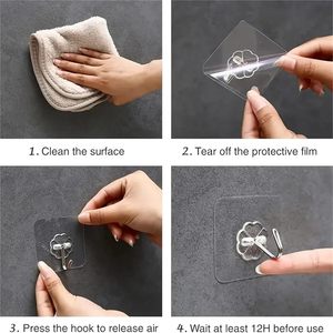 50 Mircons Household Wall <b>Hook</b> Strong <b>Adhesive</b> <b>Hook</b> Good Wall Adhesion Traceless <b>Hook</b> Load-bearing - Product Image 6