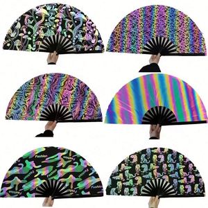 Abanico de Bambú Antiguo de 33 cm con Pintura de Arte Folclórico, Portátil, Decoración para el Hogar de Año Nuevo, para Fiestas, Música y Estilo Romántico - Product Image 5