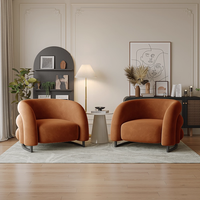 Fauteuil Sofa Simple et Tendance, Luxe Léger en Velours pour Salon, Chaise Individuelle Confortable