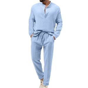 2025 sınır ötesi erkek bahar sonbahar günlük T-Shirt pantolon takım elbise uzun kollu katı nefes artı boyutu - Product Image 2