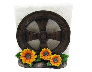 Gallo con ruota del carro Farm Barrel e girasoli tovagliolo sale e pepe Shaker Holder Home Decor accessorio da cucina da pranzo - Product Image 3