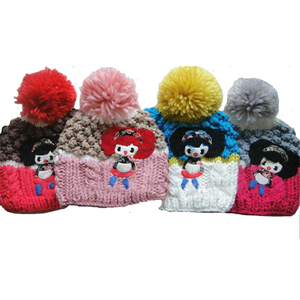 Handmade trẻ em mùa đông Mũ Dệt Kim ấm áp với pompons BSCI Kiểm Toán Mũ nhà máy - Product Image 1