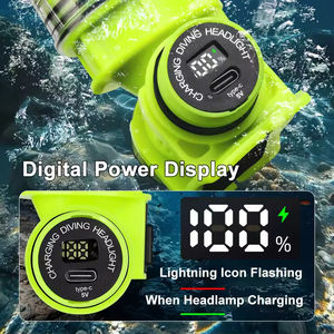 Linterna Frontal de Buceo Recargable Tipo C de 5 Lámparas con Pantalla Digital para Mostrar el Nivel de Batería, Linterna Subacuática - Product Image 2