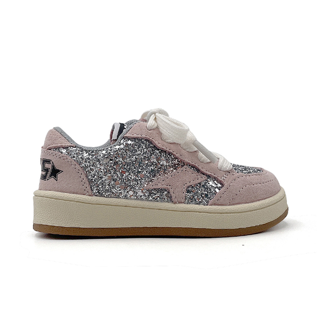 Genuine Leather Kids Star Sneakers Wholesale Lace up Children's Casual Footwear Rubber Soft Sole Sports Shoes for Teen Girls