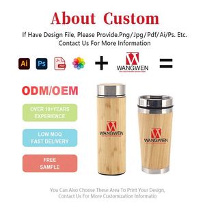 Custom Brand Laser Logo Print 500ml Insulated Bamboo Tea Mug Tumbler Eco Friendly Stainless Steel Vacuum <b>Thermos</b> <b>Cup</b> - Product Image 2