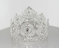 Couronne de mariée européenne en argent avec strass, cristal AB, réglable, pour concours de beauté, diadème doré pour reine