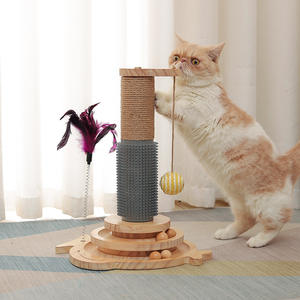 Jouet pour chat plateau tournant en bois massif durable chat menthe câlin bâton chat auto félicitation griffoir - Product Image 1