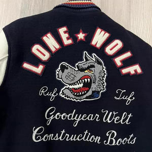 แจ็กเก็ตฮิปฮอปเลตเทอร์แมนของผู้ชายเสื้อแจ็กเก็ตกันหนาวเบสบอลบอมเบอร์เสื้อหนังแขนด้านหน้าปักกำมะหยี่ - Product Image 3