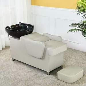 Unidad de Lavado para Salón de Belleza, Lavacabezas con Asiento Ajustable y Lavabo de Cerámica Inclinable - Product Image 6
