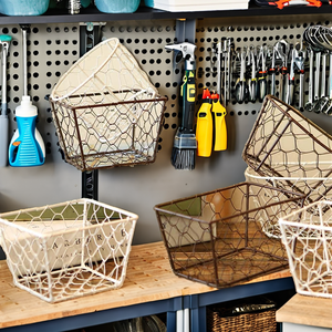 Cesta Rectangular Multifuncional de Alambre Tejido a Mano, Ecológica, para Frutas y Flores, Color Marrón Óxido, en Oferta - Product Image 2