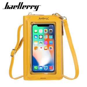 กระเป๋าใส่โทรศัพท์หน้าจอสัมผัส Baellerry สำหรับ iPhone แบบสะพายข้าง หนัง PU ซิป กระเป๋าใส่เหรียญขนาดเล็ก สีเหลือง - Product Image 1