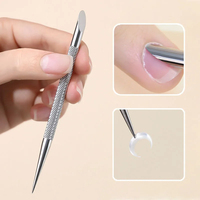 Pousse-cuticules en acier inoxydable Stylo à ongles en métal pour enlever les peaux mortes Bâton orange avec lime de remplacement jetable Papier de verre