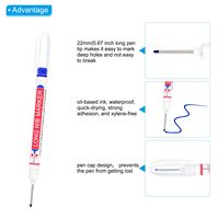 Marqueur en plastique multifonctionnel à pointe longue de 20 mm pour perforation de métal, stylo imperméable pour la décoration de la salle de bain, le travail du bois