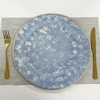 Plaque en plastique de mariage de fête de personnalisation d'usine plaque de chargeur ronde en forme d'ondulation d'eau bleue de nouveau Style