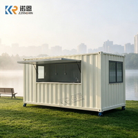 Puesto de Comida Móvil para Exteriores, Contenedor Comercial con Cocina, Mostrador Refrigerado y Barra de Servicio