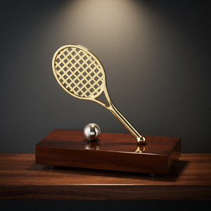 Trofeo Deportivo Portátil Hecho a Mano en Latón - Recuerdo de Tenis - Product Image 2