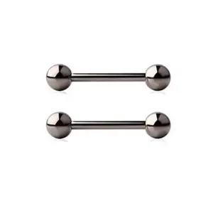 2pcs 14g lớp 23 Titan bên ngoài ren núm vú lá chắn Barbell Ring & Acrylic Bioflex rõ ràng lưỡi Vòng xuyên 14mm