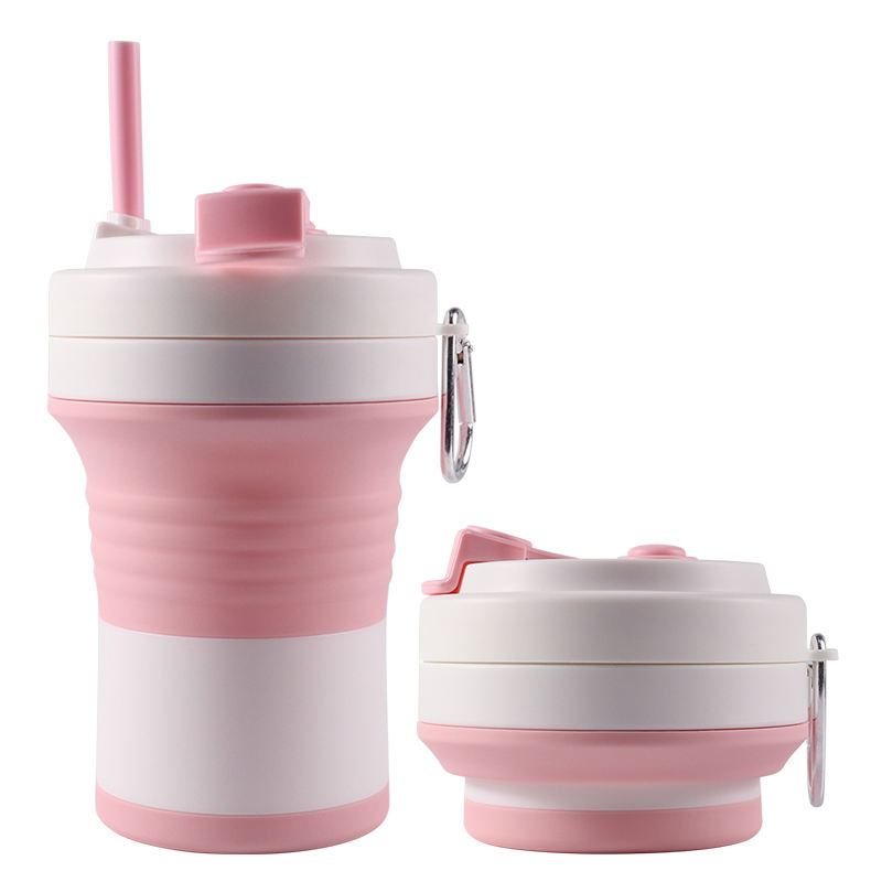 สีชมพู พร้อมฝาและหลอด