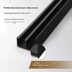 Accessoires de quincaillerie pour porte coulissante sans rail, rail suspendu en alliage d'aluminium avec amortisseur bidirectionnel - Product Image 3