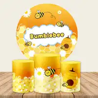 Fondo redondo para Baby Shower, decoración de fiesta de abeja, circular, zumbido