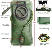 Sans BPA 2L vessie d'eau sac à dos vert 3L sac de stockage d'eau pour les activités de plein air décontractées et d'escalade